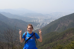 Me, striking a traditional Korean pose. (That's not sarcastic. This is the standard pose for pictures in Korea.)